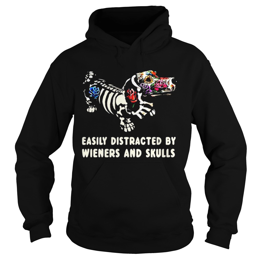 Dachshund flower easily distracted by wieners and skulls Hoodie