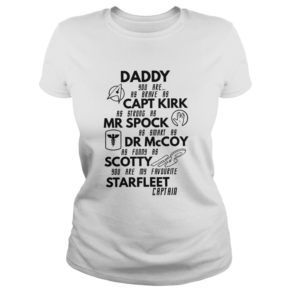 Daddy you are as brave as cap kirk as strong as mr spock as smart as dr mccoy as funny as scotty yo Classic Ladies