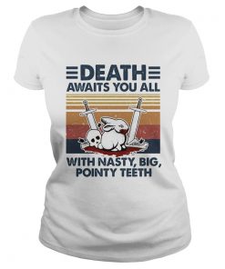 Death awaits you all with nasty big pointy teeth rabbit skull vintage  Classic Ladies