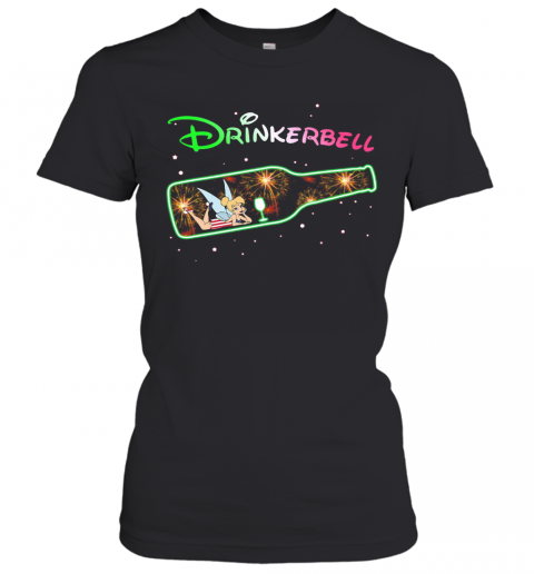 Disney Tinkerbell Drinkerbell American Flag Firework Independence Day T-Shirt Classic Women's T-shirt