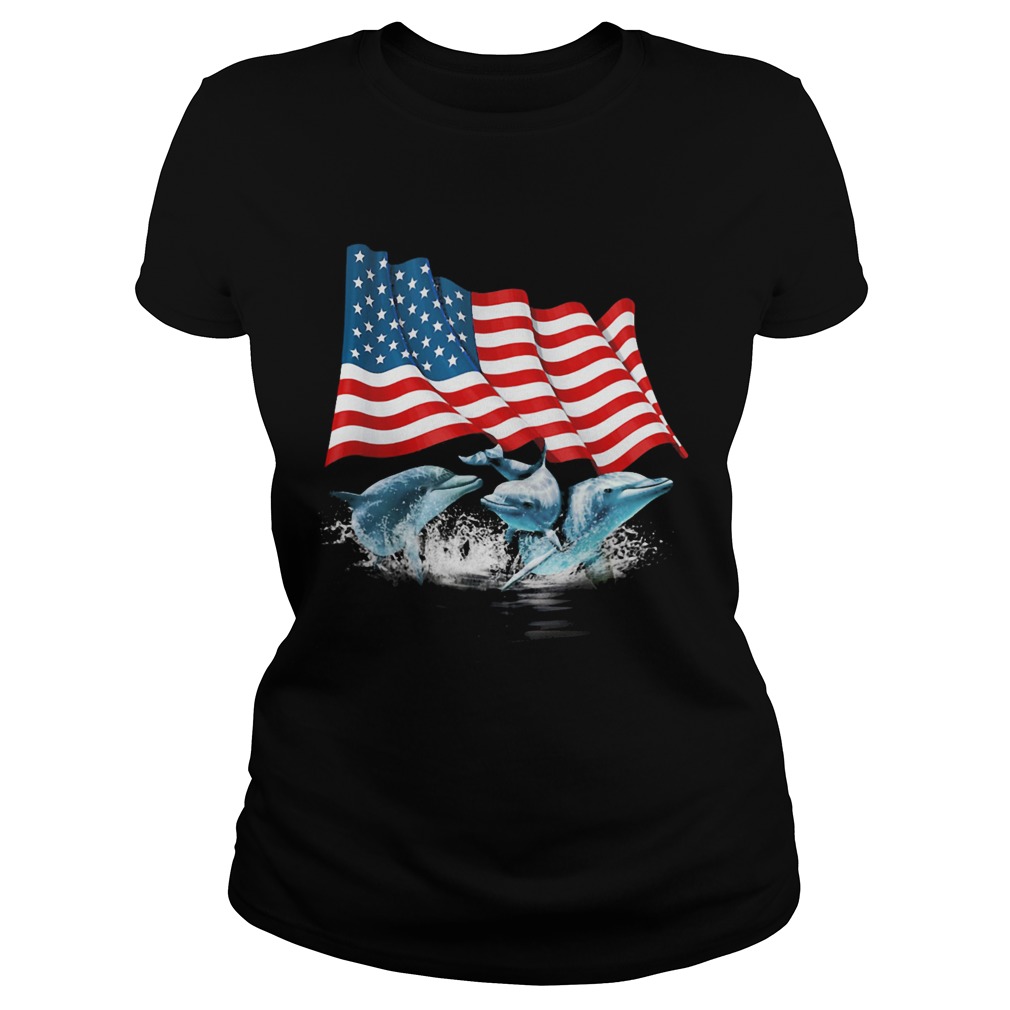 Dolphins american flag independence day Classic Ladies