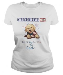 Golden retriever mom like a regular how but cooler American flag veteran Independence Day  Classic Ladies