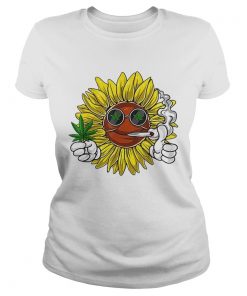 Hippie Sunflower Smoking Weed Stoner Cannabis Marijuana Leaf  Classic Ladies
