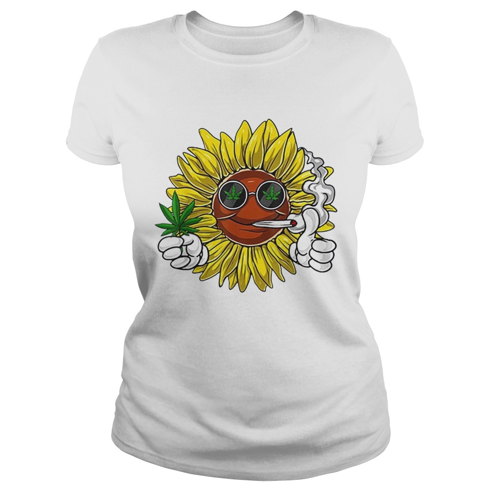 Hippie Sunflower Smoking Weed Stoner Cannabis Marijuana Leaf Classic Ladies