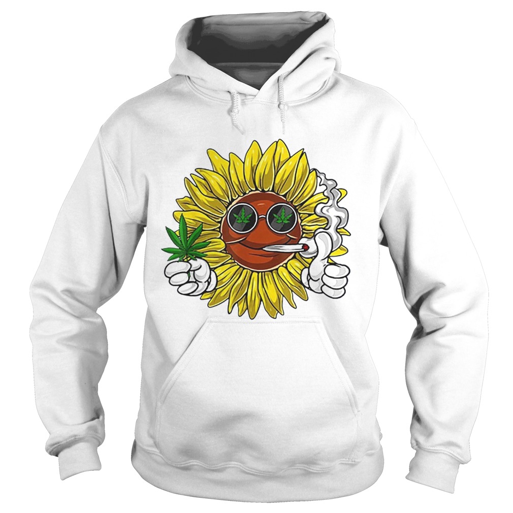 Hippie Sunflower Smoking Weed Stoner Cannabis Marijuana Leaf Hoodie