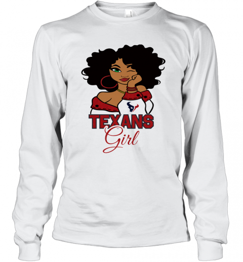 Houston Texans football black girl T-Shirt Long Sleeved T-shirt 