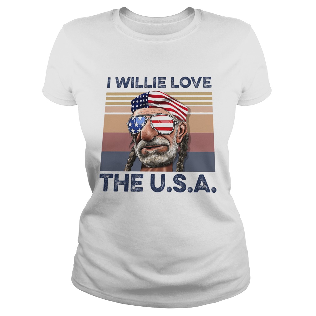 I willie love the USA American flag veteran Independence Day vintage  Classic Ladies