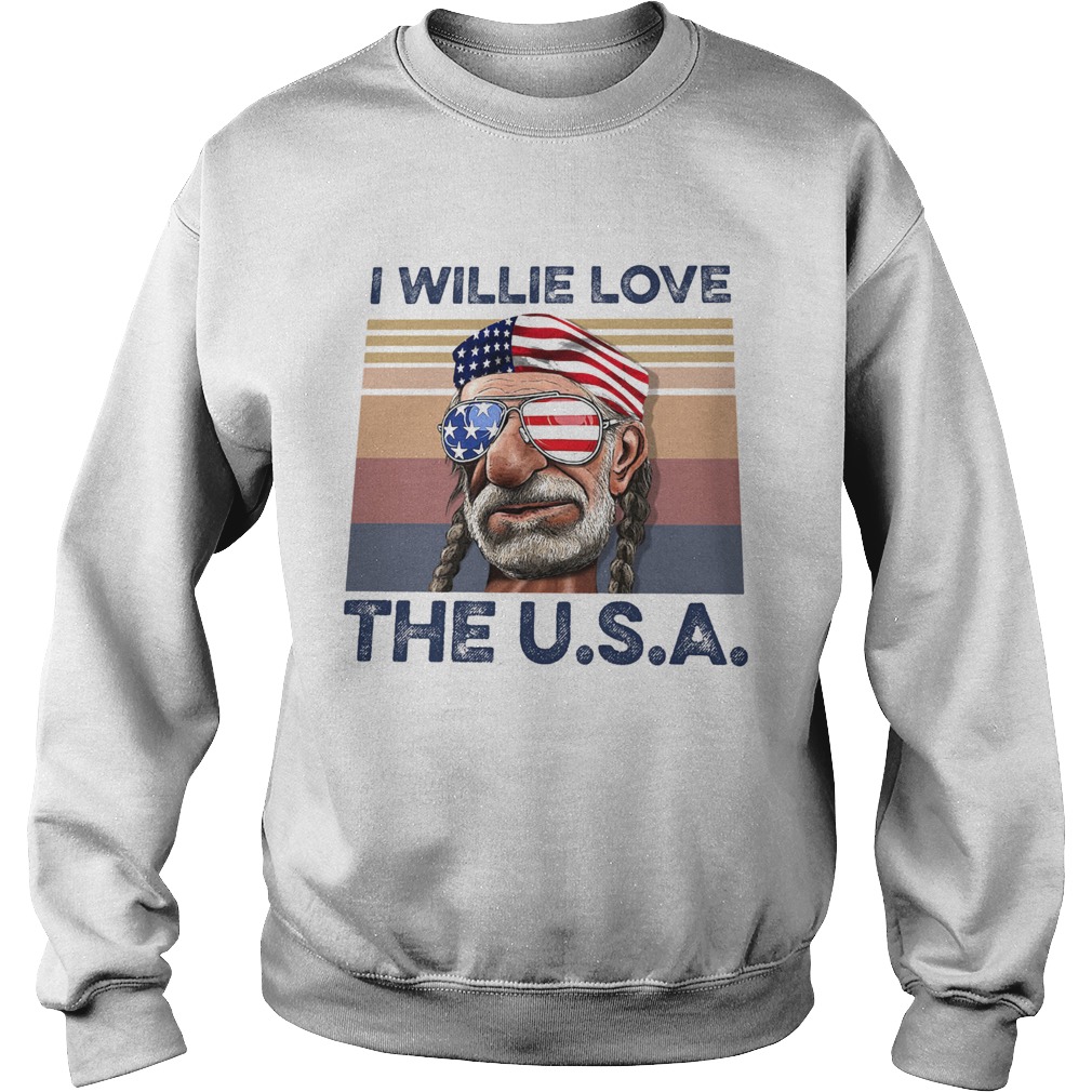 I willie love the USA American flag veteran Independence Day vintage  Sweatshirt