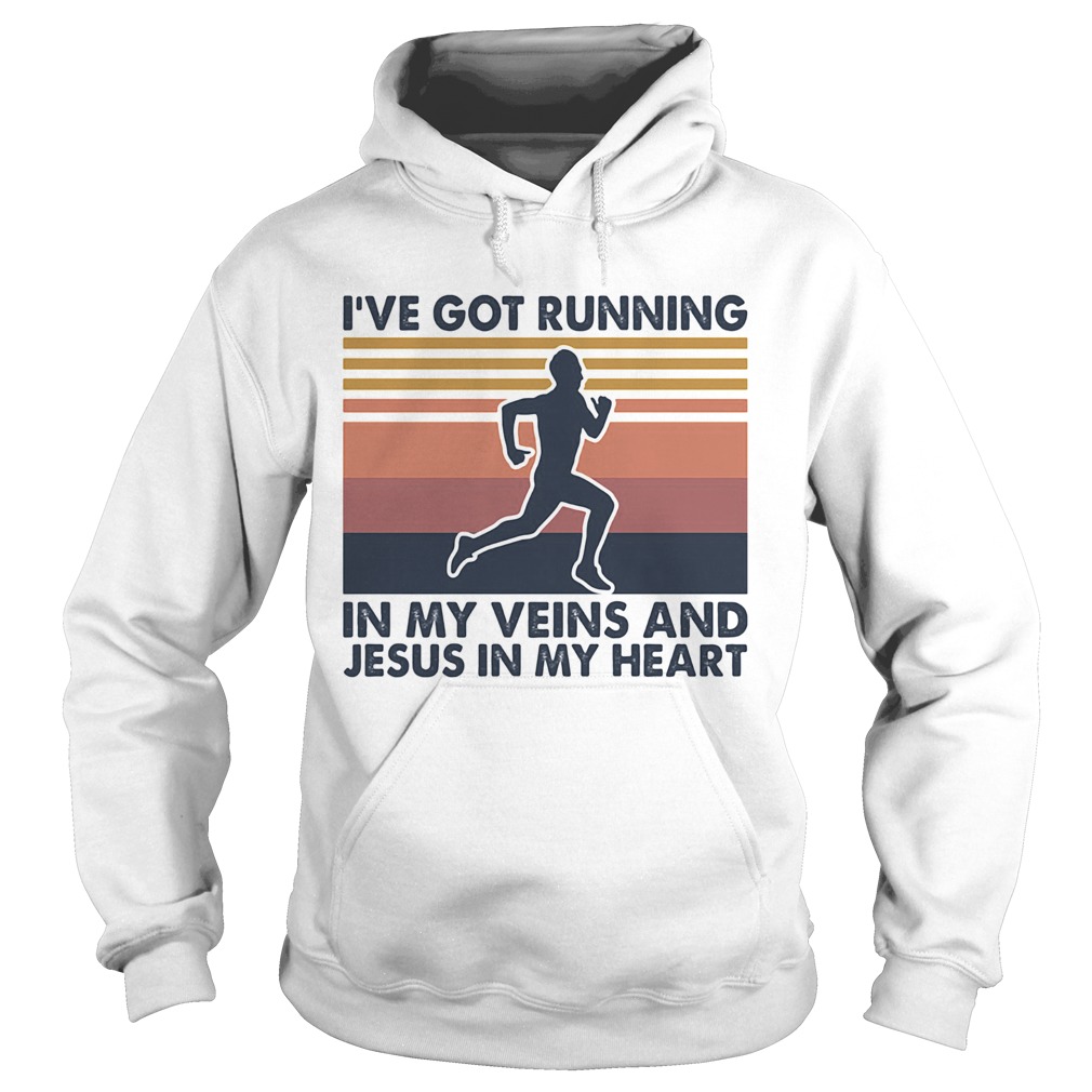 Ive got running in my veins and jesus in my heart vintage  Hoodie