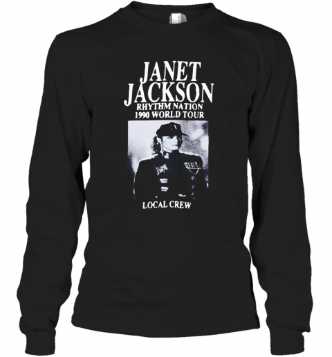 Janet Jackson Rhythm Nation 1990 World Tour Local Crew Vintage T-Shirt Long Sleeved T-shirt 