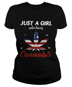 Just A Girl Who Loves Weed American Flag Cannabis  Classic Ladies