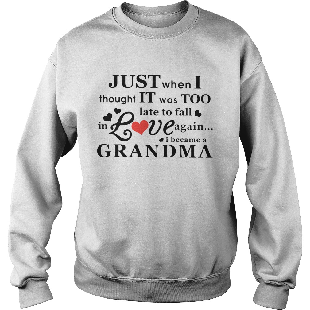 Just When I Thought It Was Too Late To Fall In Love Again I Became A Grandma  Sweatshirt