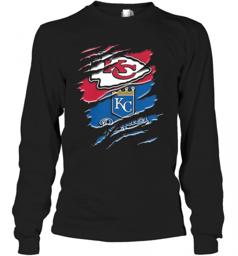 Kansas City Chiefs And Kansas City Royals Football T-Shirt Long Sleeved T-shirt 