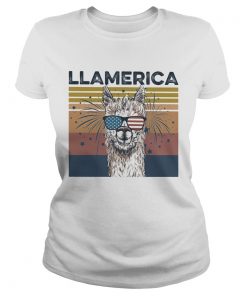 Llamerica American flag veteran Independence Day vintage  Classic Ladies