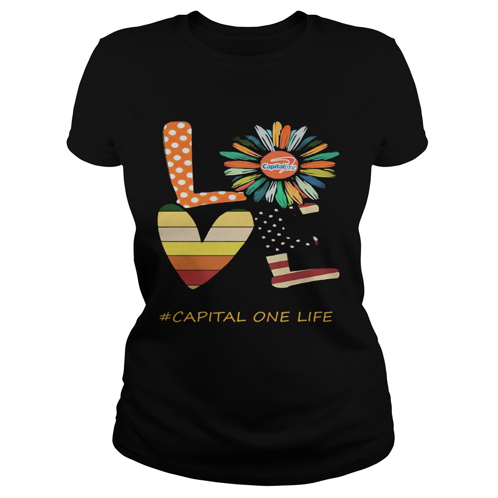 Love capital one life flower american flag vintage Classic Ladies