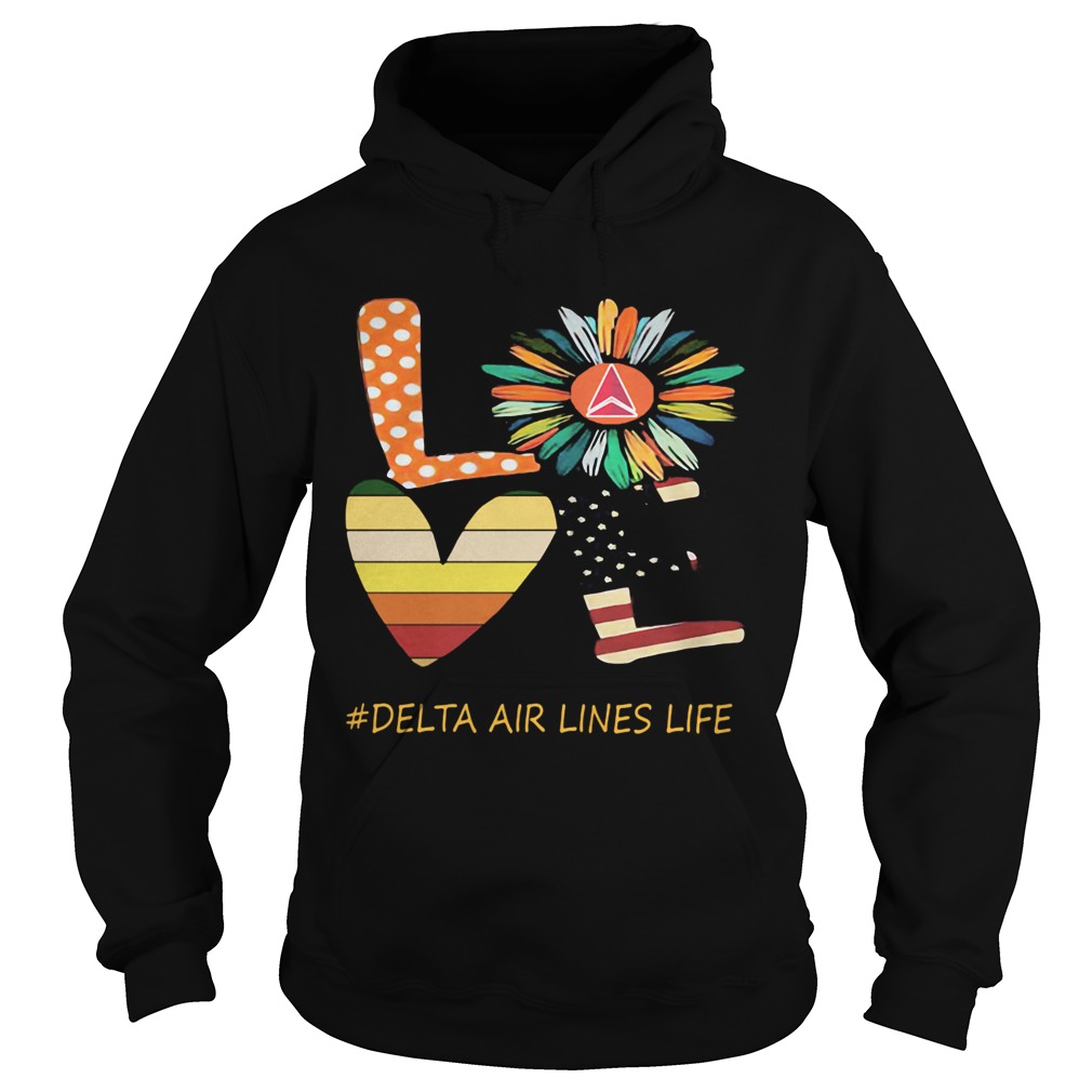 Love delta air lines life flower american flag vintage Hoodie