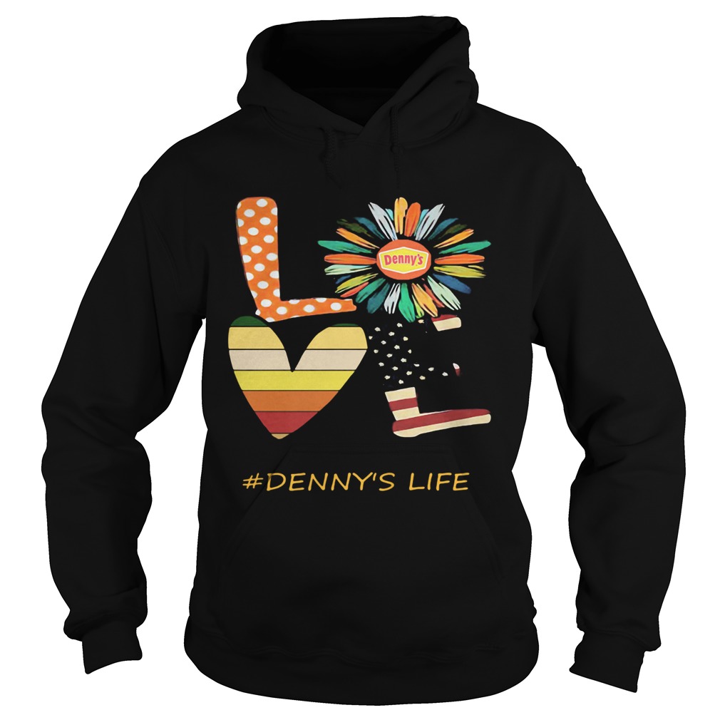 Love dennys life flower american flag vintage Hoodie