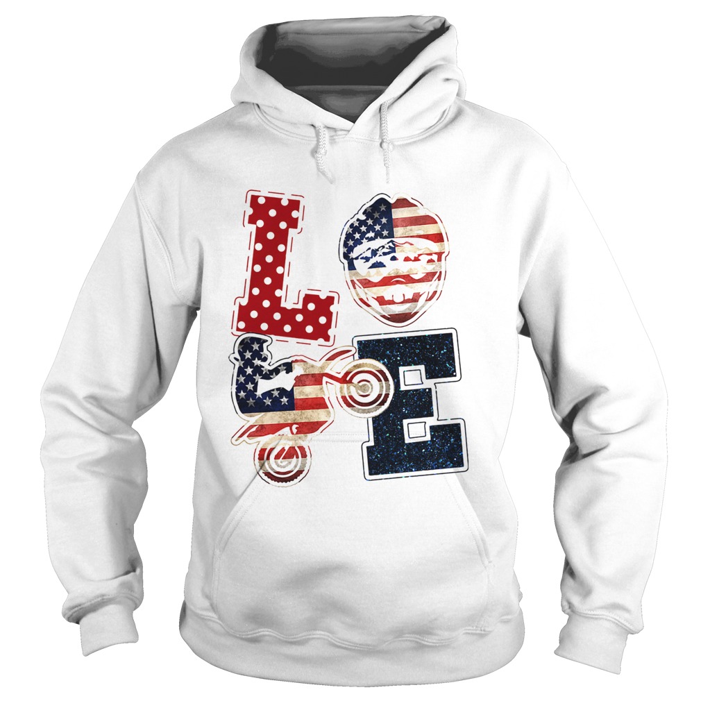 Love motocross American flag veteran Independence Day  Hoodie
