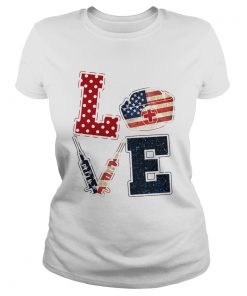 Love nurse American flag veteran Independence Day  Classic Ladies