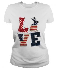 Love rabbit American flag veteran Independence Day  Classic Ladies