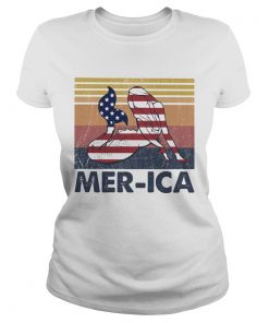 Mermaid MerIca American flag veteran Independence Day vintage  Classic Ladies