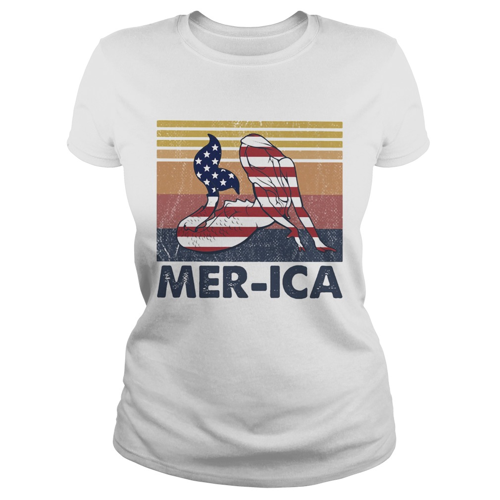 Mermaid MerIca American flag veteran Independence Day vintage  Classic Ladies