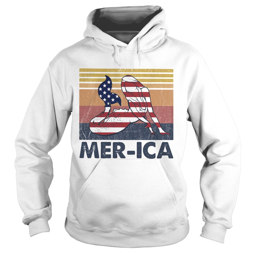 Mermaid MerIca American flag veteran Independence Day vintage  Hoodie