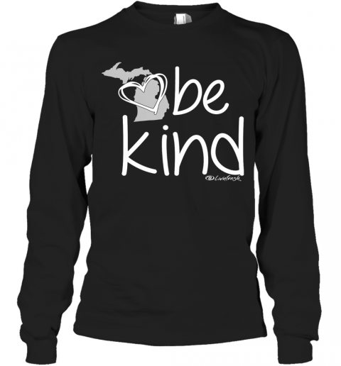 Michigan Be Kind Women'S Varsity Fleece Heart T-Shirt Long Sleeved T-shirt 