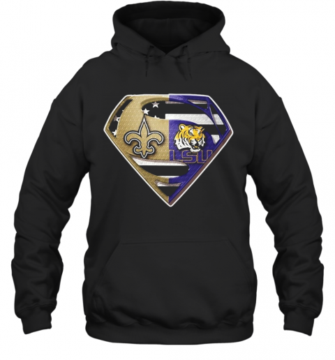 New Orleans Saints And LSU Tiger Superman T-Shirt Unisex Hoodie