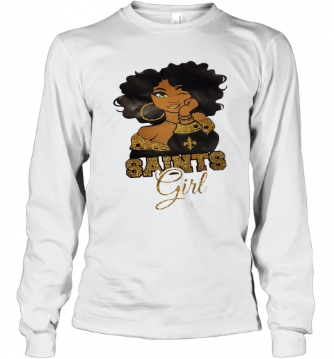 New orleans saints football black girl T-Shirt Long Sleeved T-shirt 