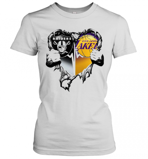 Nice Raiders And Los Angeles Laker Inside Heart T-Shirt Classic Women's T-shirt