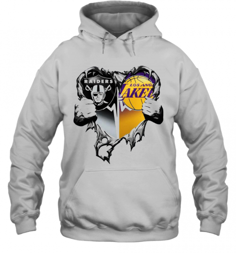 Nice Raiders And Los Angeles Laker Inside Heart T-Shirt Unisex Hoodie