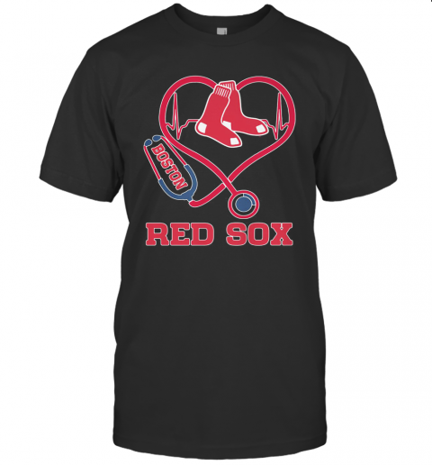 Nurse Boston Red Sox Baseball Stethoscope Heartbeat T-Shirt