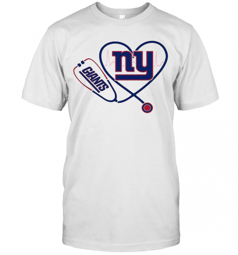 Nurse New York Giants Stethoscope Heartbeat T-Shirt