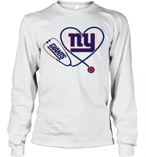 Nurse New York Giants Stethoscope Heartbeat T-Shirt Long Sleeved T-shirt 