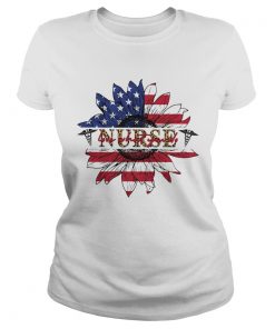 Nurse sunflower American flag veteran Independence Day  Classic Ladies