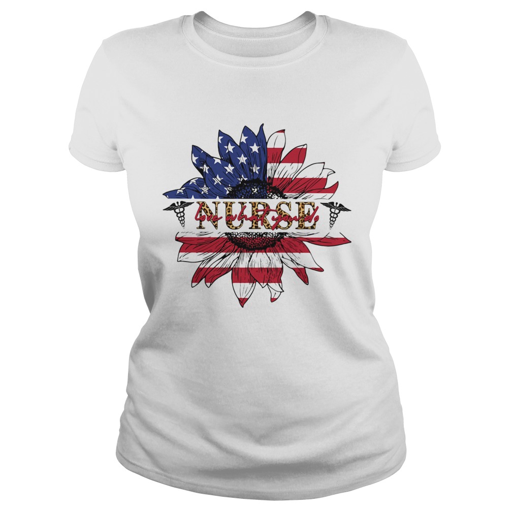 Nurse sunflower American flag veteran Independence Day  Classic Ladies