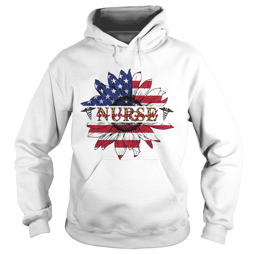 Nurse sunflower American flag veteran Independence Day  Hoodie