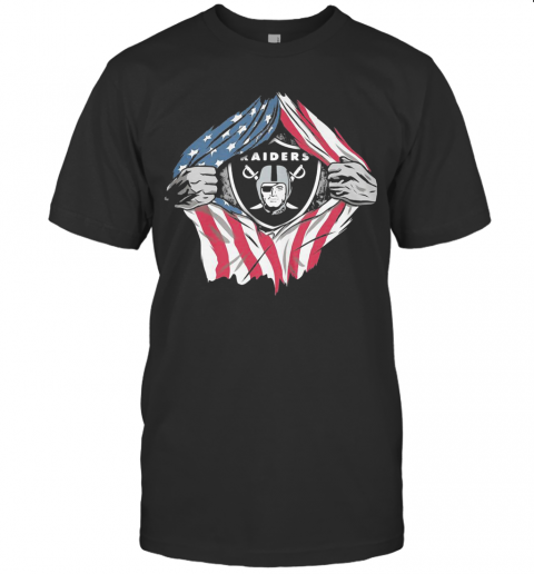 Oakland Raiders Football American Flag Independence Day T-Shirt