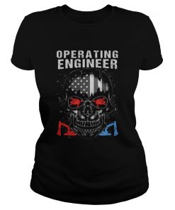 Operating engineer skull American flag veteran Independence Day  Classic Ladies