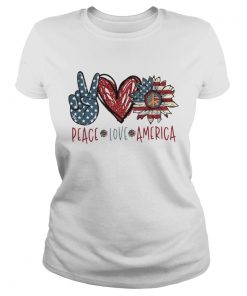 Peace Love Sunflower Cross American Flag Veteran Independence Day  Classic Ladies