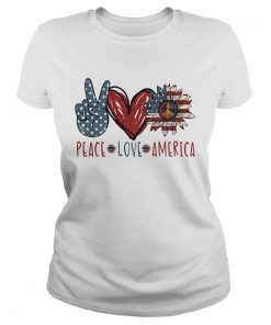 Peace love American flag veteran Independence Day heart  Classic Ladies