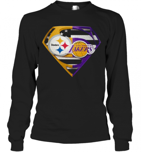 Pittsburgh Steelers And Los Angeles Lakers Superman T-Shirt Long Sleeved T-shirt