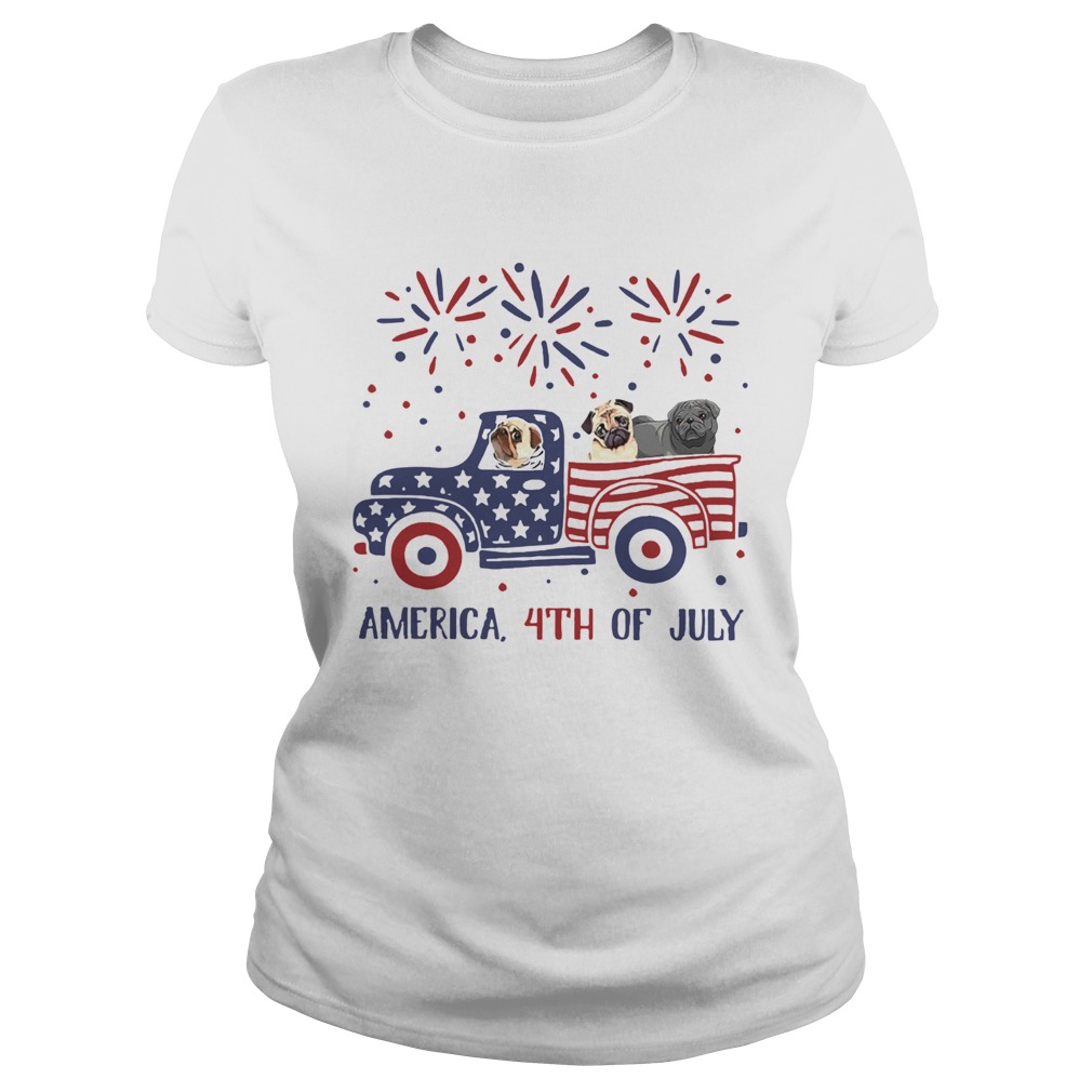 Pug Car America 4th Of July  Classic Ladies