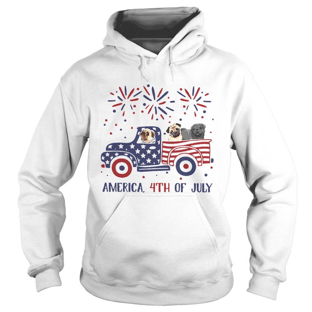 Pug Car America 4th Of July  Hoodie