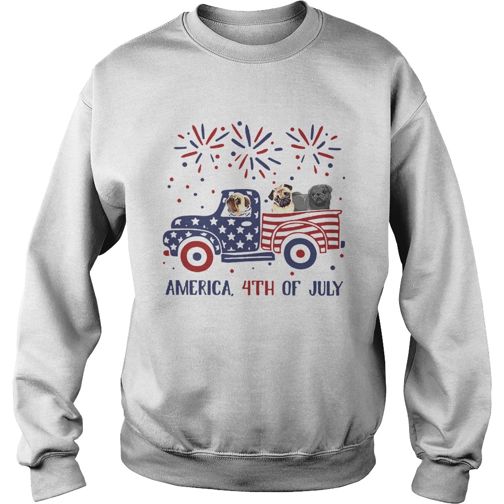 Pug Car America 4th Of July  Sweatshirt