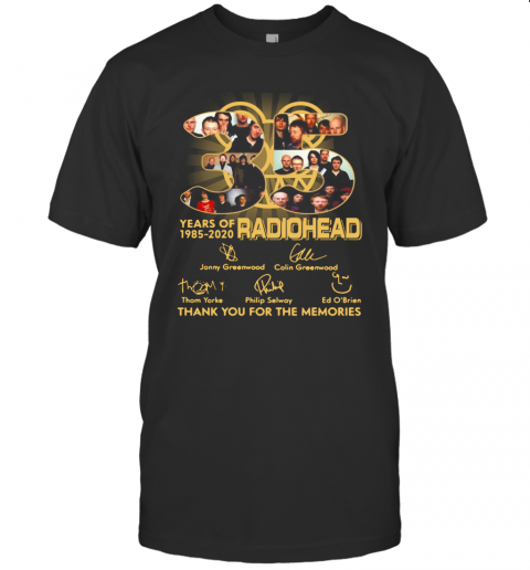 Radiohead English Rock Band 35Th Years Of 1985 2020 Signature T-Shirt