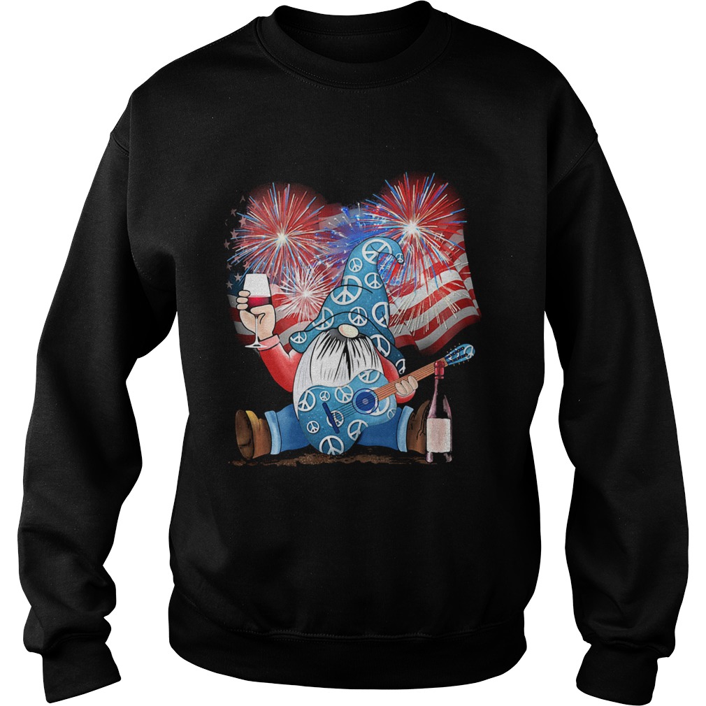 Santa wine guitar American flag veteran Independence Day Sweatshirt