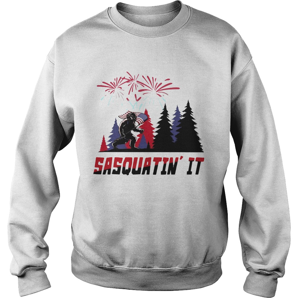 Sasquatin it American flag veteran Independence Day  Sweatshirt