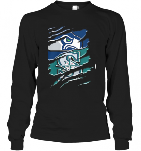 Seattle Seahawks And Seattle Mariners Football T-Shirt Long Sleeved T-shirt 